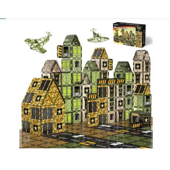 100PCS Army Magnetic Tiles Building Toys, Military Magnetic Blocks STEM Sensory - Picture 1 of 7